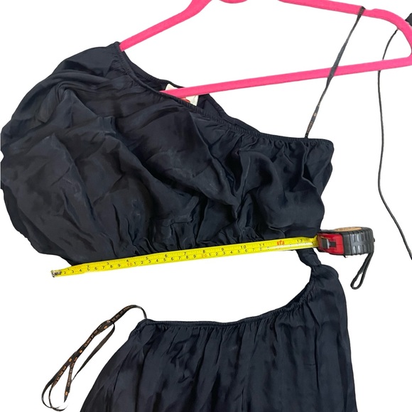 Farm Rio Black One Shoulder Cutout Maxi Dress NWOT Elegant Event Wedding  Small - Picture 9 of 12